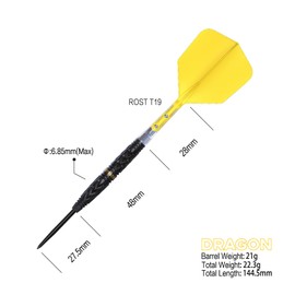 CUESOUL Chinese Zodiac DRAGON 21g Steel Tip 90% Tungsten Dart Set with Titanium Coated and Integrated ROST T19 Flight