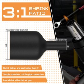 wisuwore Heat Shrink Tubing, 3:1 Ratio Adhesive Lined Marine Grade Shrink Wrap Tubing,Industrial Heat Shrink Tube Electrical 3/16 inchs Black,50 Feet Roll