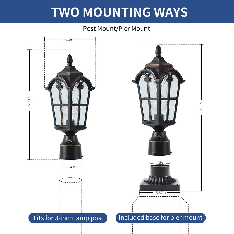 LONEDRUID Dusk to Dawn Outdoor Lamp Post Lights Waterproof Exterior