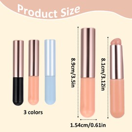 3 Pcs Silicone Lip Brush Round Head Lip Brushes Applicator with Cover, Reusable Silicone Makeup Brush Beauty Tool for Lip Gloss, Lip Balm, Concealer Eyeshadow Manicure