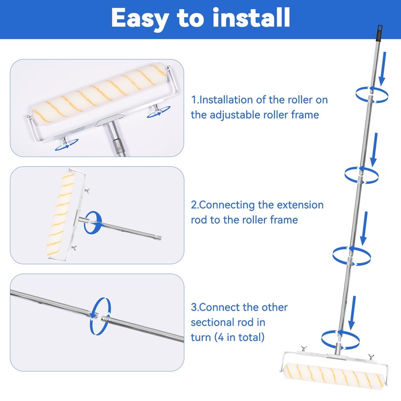 12 Pcs 18 Inch Paint Roller Kit,12-18" Adjustable Roller Frame,Large