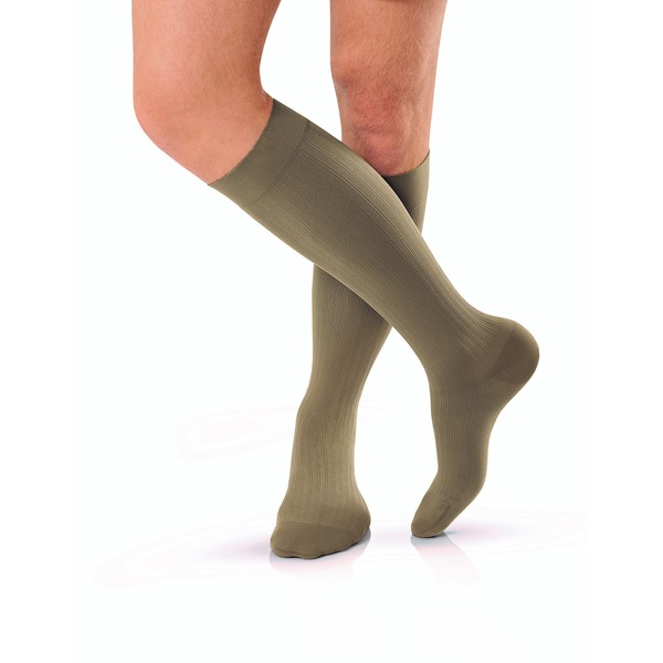 JOBST - Calcetines de compresión para hombre, hasta la rodilla, 15 – 20 mmHg, Rodilla alto, Caqui, Large