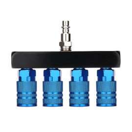 AIRTOON 4-Way Straight Air Manifold Splitter, Line Type Air Compressor Splitter with 4 Couplers and 1/4" MNPT Plug,1/4 Inch NPT Air Fittings