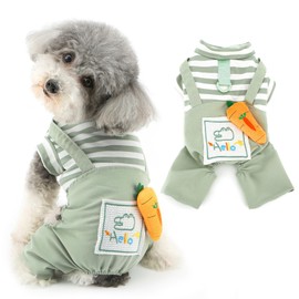 Ranphy Small Dog Clothes T-shirt, Cute, Dog Clothes, Carrot Pattern, Dog Clothing, Romper, Popular, Costume, Walks, Four Legs Outings, Spring and Summer Clothes, Dog Wear, Striped Pattern, Pajamas,