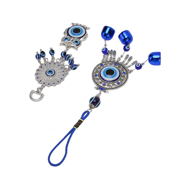 2pcs Blue Eye Owl Ornament Good Luck Attract Wealth Fashionable