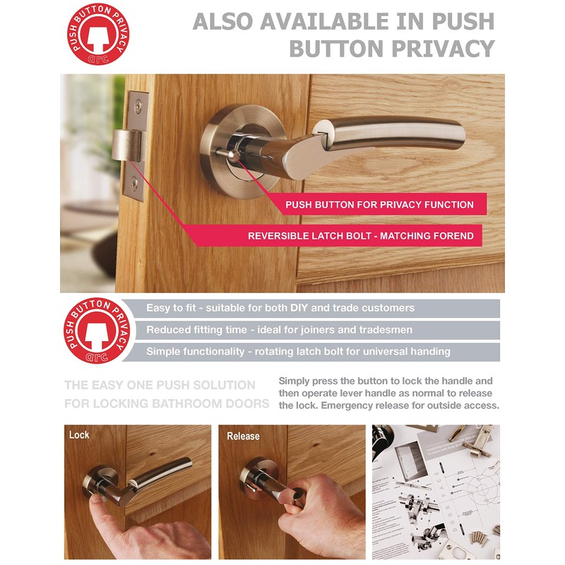 Excel Architectural 3680-PRV Venus Door Handles & Push Button Privacy
