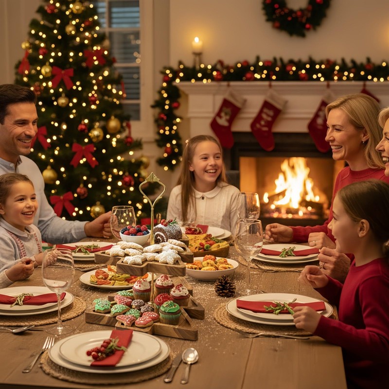 Christmas Tree 2-Tier Wood Serving Tray – Acacia Wooden Tiered