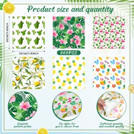 Reallnaive 960 Pcs Summer Theme Wax Paper Sheets 12 x 12 Inch Parchment Deli Tissue Paper Sandwich Wrapping Sheets Food Basket Liners for Kitchen Restaurant Baking Supplies, 6 Styles