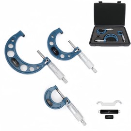 YuanWH 0-3"" Outside Micrometer Set, Premium Precision Machinist Tools with 0.0001"" Accuracy, Outside Metric Micrometer for Measuring Length, Diameter, or Thickness, 3Pcs