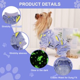 Sebaoyu Dog Pajamas for Small Dogs, Glow in Dark Tie Dye Unicorn Sweater, Super Soft Velvet Material Chihuahua Yorkie Tiny Clothes Outfits(XXX-Small,Rocket)