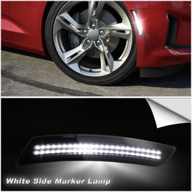 KEEGTBOX Smoked Lens LED Side Marker Lights Kit Front Rear Fender Bumper Lamps Compatible with Chevy Camaro 2016-2023 Dual Rows Bright White Side Marker Indicator Lamps Set (4PCS)