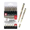 Sakura Pigma Micron-Set 7 Fineliners .005,01,02,03,05,08, Brush Made in Japan