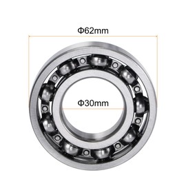 uxcell 6206 Deep Groove Ball Bearings 30mm Bore 62mm OD 16mm Thick C3 Open Type Chrome Steel