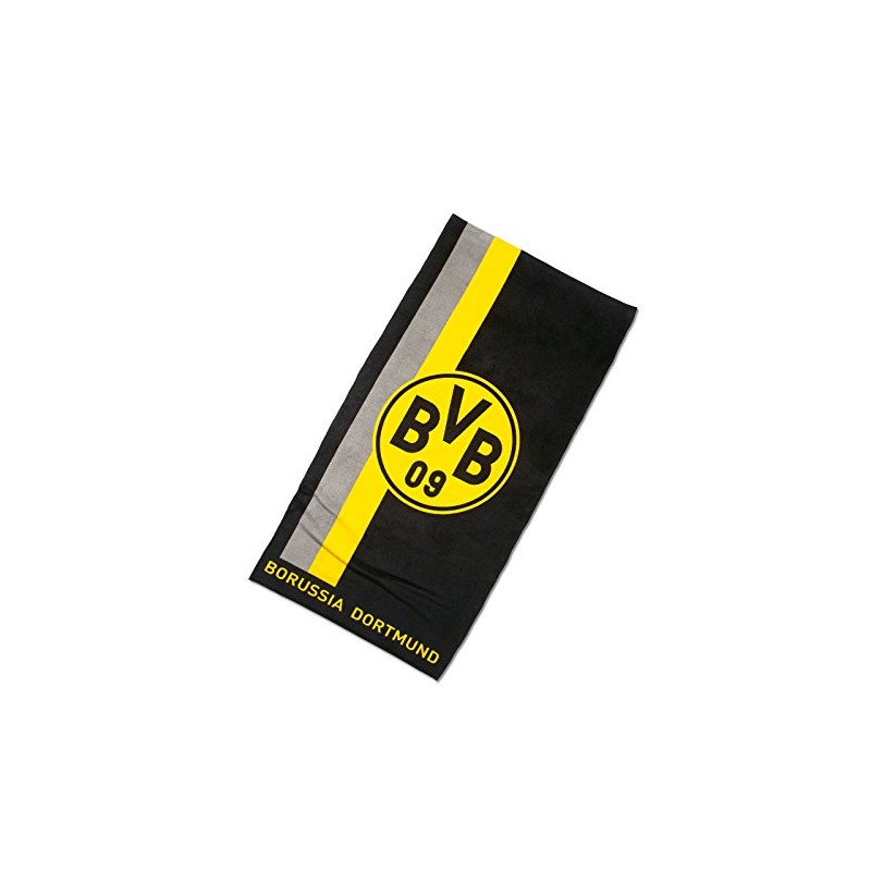 Borussia Dortmund Duschtuch mit Logo im Streifenmuster, Baumwolle , Schwarz/Gelb,