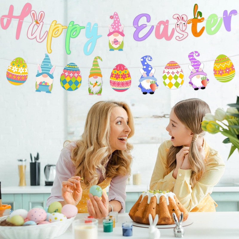 Happy Easter Banner, Easter Bunting Garland, Easter Decorations for Easter