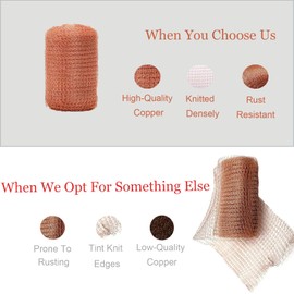 Copper Mesh Rodent Control Kit 100% Pure Copper Wool for Rodent Control C opper Tape for Slugs C opper Wire for Gardening R odent Mesh for Slugs Snail Pest Bird Mice Rat 5" x 47"