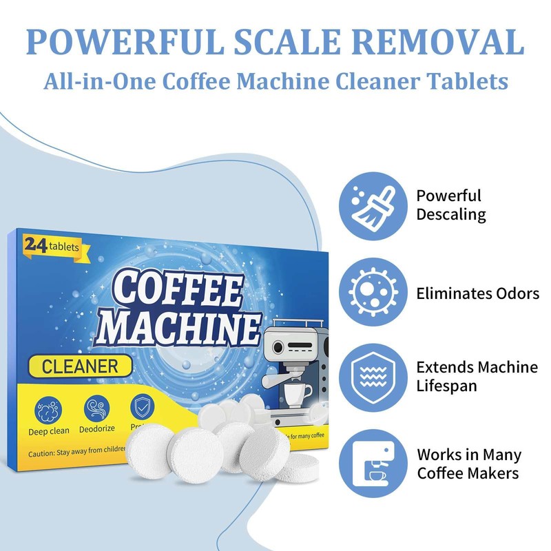 Pakimi Coffee Maker Cleaner Descaler Tablets, 24 Counts Machine Cleaning