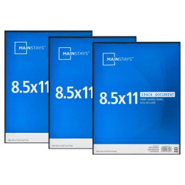 No Brand Mainstays 8.5x11 Front Loading Document Picture Frame, Black, Set of 3
