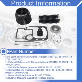 U-Join Shift Bellows Kit 3854127 Replacement for OMC Cobra Bellows Kit 1986 & Later, Replacement for Volvo Penta SX-S SX-C SX-R SX-M #3850426 508105 911826 914036
