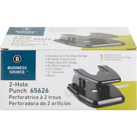 Business Source Heavy-Duty Hole Punch 65626 Black Small