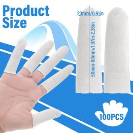 WeddHuis Pack of 100 Finger Cots Finger Protection Cotton Bandage Thumb Protection Finger Sleeves for Hand Eczema Finger Cracking Finger Arthritis for Injury