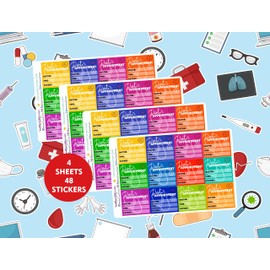 48 Pack Doctor Appointment Planner Stickers/Health wellness 48 Pack Planner Stickers / 48 Pack Matte Doctor Appointment Stickers