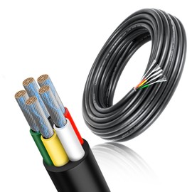 RESHAKE 16 Gauge 5 Conductor Wire, 10FT 16/5 Tinned Copper 5 Wire Cable,Stranded Electrical Wires for Sprinkler,Thermostat,Trailer,Irrigation,Automotive