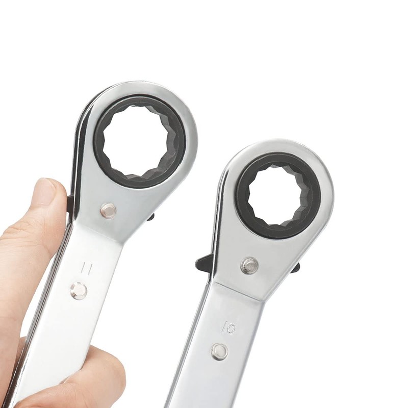 FOCMKEAS 10X11 mm Reversible Universal Ratcheting Wrench, Chrome Vanadium Steel,