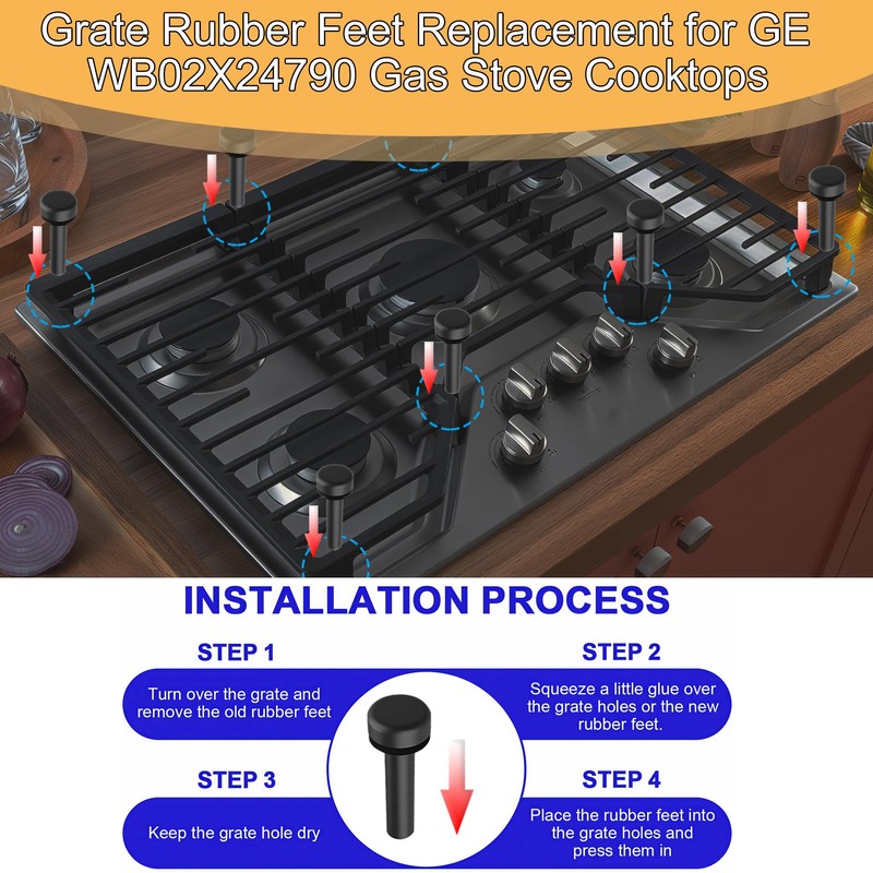 24 Pack Replacement WB02X24790 Rubber Feet, Heat Resistant Anti-Slip Grate