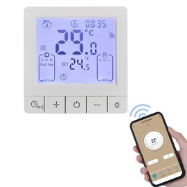 Smart Thermostat for Home WiFi Voice Tuya App Programmable Temperature Control IP20 Protection 24H Timed On/Off Digital Thermostat for 3A Water Underfloor Heating Compatible with