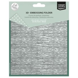 Vaessen Creative Cartella per Embossing 3D Sfondo Legno 15 x 15 cm – Cartelle per Goffratura per DIY, Biglietti Fatti a Mano, Journaling e Scrapbooking