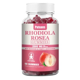 1 Pack 2000MG Sugar Free Rhodiola Rosea Gummies - Rhodiola Supplement ＆Cortisol Reducer for Endurance, Performance, Mood ＆ Stress, Sleep Support - Non-GMO, 60 Counts Peach Flavor Vegan Chews