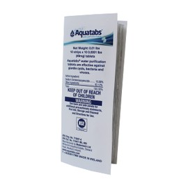 Aquatabs 49mg Water Purification Tablets (100 Pack). Water Filtration System for Hiking, Backpacking, Camping, Emergencies, Survival, and Home-Use. Easy to Use Water Treatment and Disinfection.