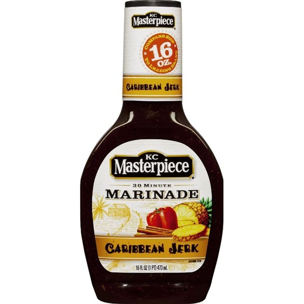 KC Masterpiece, 30-Minute Marinade, Caribbean Jerk Sauce, 16-Ounce Bottle (Pack of 3)