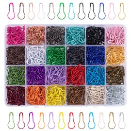 PH PandaHall 1200pcs 24 Colors Bulb Gourd Pins 0.87Inch Bulb Stitch Markers Metal Calabash Safety Pins Clothing Tag Pins for Knitting Stitch Markers, Sewing Clothing DIY Craft Making