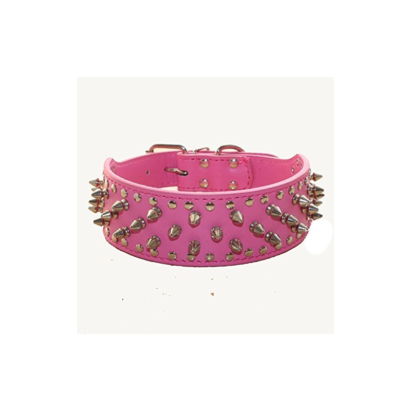 haoyueer Leather Spiked Studded Medium & Large Dog Collars, Harnesses