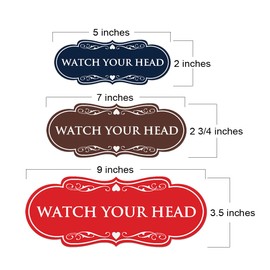 Signs ByLITA Designer Watch Your Head Sign - Easy Installation | Durable Material (Blue) - Medium 2 Pack