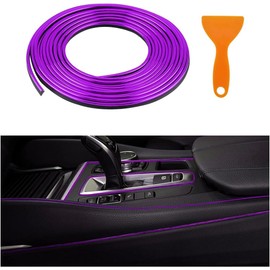NYTKL Car Interior Trim Strips, 16.4 Ft Flexible Vehicle Interior Molding Trim Styling Door Dashboard, Door Edge Molding Line Dashboard Strip Decoration with Installing Tool (Purple)