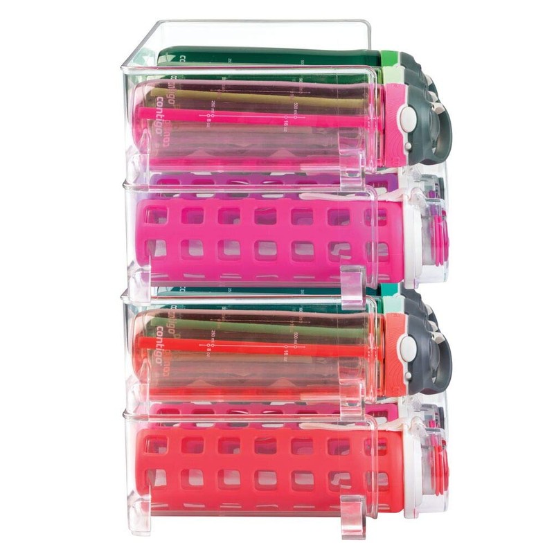 mDesign Plastic Stackable Water Bottle Holder Bin, Storage Organizer for