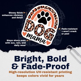(2 Pack) Dog Mama Stickers Sticker - Leopard Print Dog Mom Decal - Cute Pet Lover Stickers - 2 Pack - 5 Inches - Made in USA - PLDFS10886