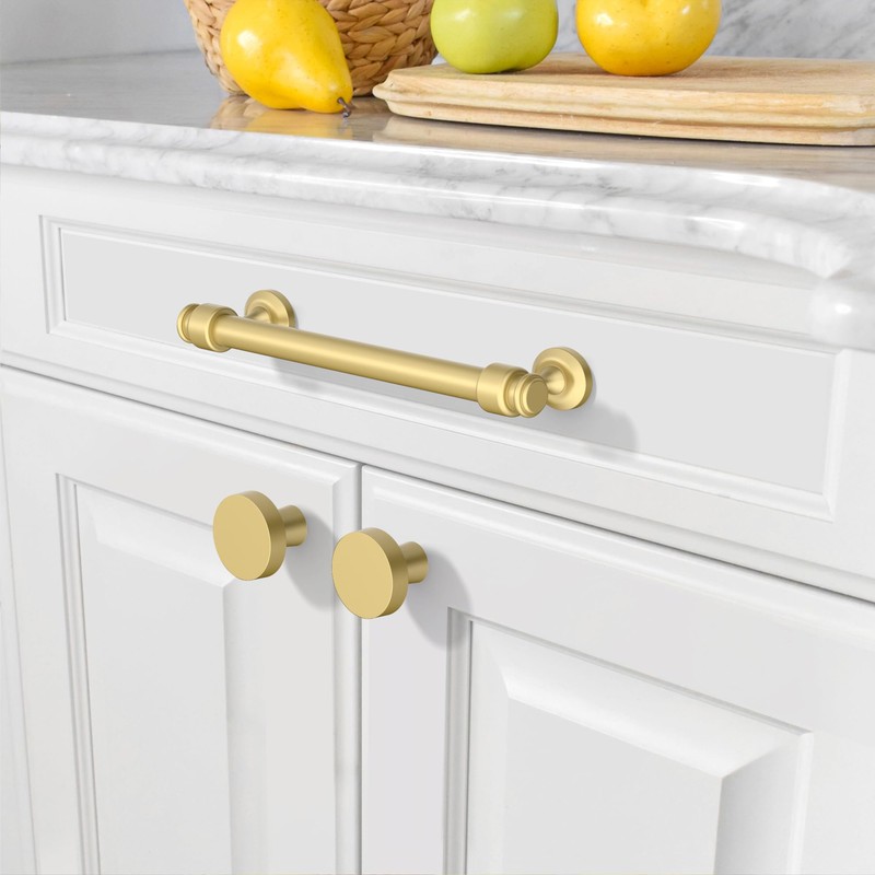 Amerdeco 10 Pack Brushed Gold Cabinet Pulls 5 Inch Hole