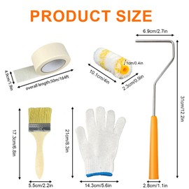 4 Inch Mini Paint Roller Set for DIY Painting with Emulsion Paints on Walls & Ceilings, Including 25x Replacement Pile Woven Paint Roller Sleeves, Roller Frame, Paint Brush, Gloves, Masking Tape