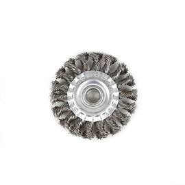 Twist Wire Wheel Brush, Flat Knotted Steel Wire Angle Grinder Accessory for Cleaning, Polishing and Sanding (250mm x 25mm)