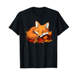 Cute Autumn Fox Fall Leaves For Women Men T-Shirt