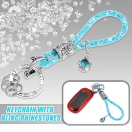 X AUTOHAUX Car Keychain Key Fob Accessories with Bling Rhinestones Blue