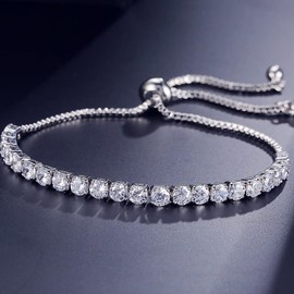 TOEECY Tennis Bracelet for Women 18K Gold-Plated AAA + Cubic Zirconia Adjustable Tennis Bracelet Set Delicate Classic Friendship Bracelet Fashion Jewellery Gift, Metal