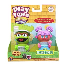 Sesame Street Play Town Learning Curve Real Wood Figure 2 Pack - Oscar & Abby