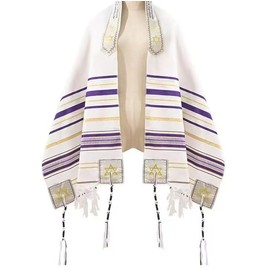 Tallit Prayer Shawl 72"x 22" with Bag For Men & Women (purple)