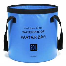 YUMQUA Collapsible Bucket 5 Gallon(20L), Multifunctional Portable Folding Bucket Water Container Wash Basin for Camping Fishing Hiking Traveling Outdoor Survival Gardening Car Washing (Blue)