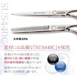 Montesoro 5-Piece Hair Cutting Scissors, For Thening Haircut, Self-Cut, Rust Resistant, Premium Material SUS440C (6 Inch Scissors, 6 Inch 20% Seng)
